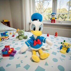 Disney Donald Duck Plush Corduroy Hat Shirt Red Bow Tie 10 Inch Stuffed Toy